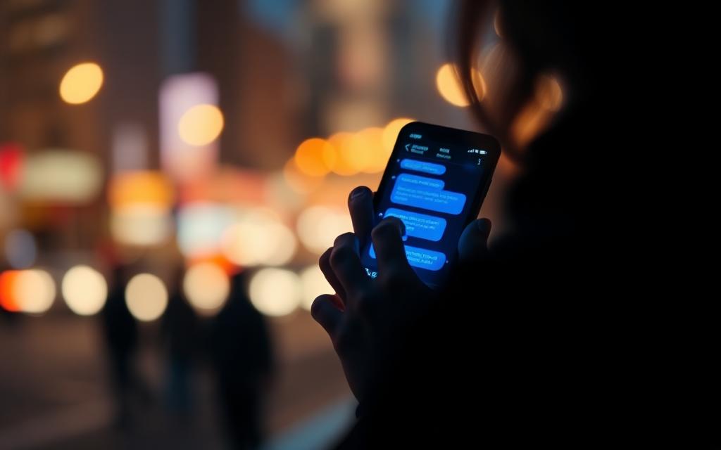 An AI assistant conversation open on a phone in the street